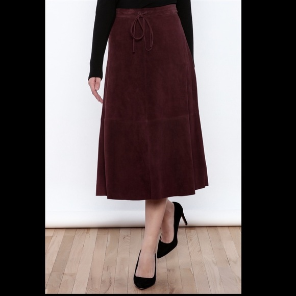 R/R Studio BURGUNDY SUEDE SKIRT - Picture 2 of 7
